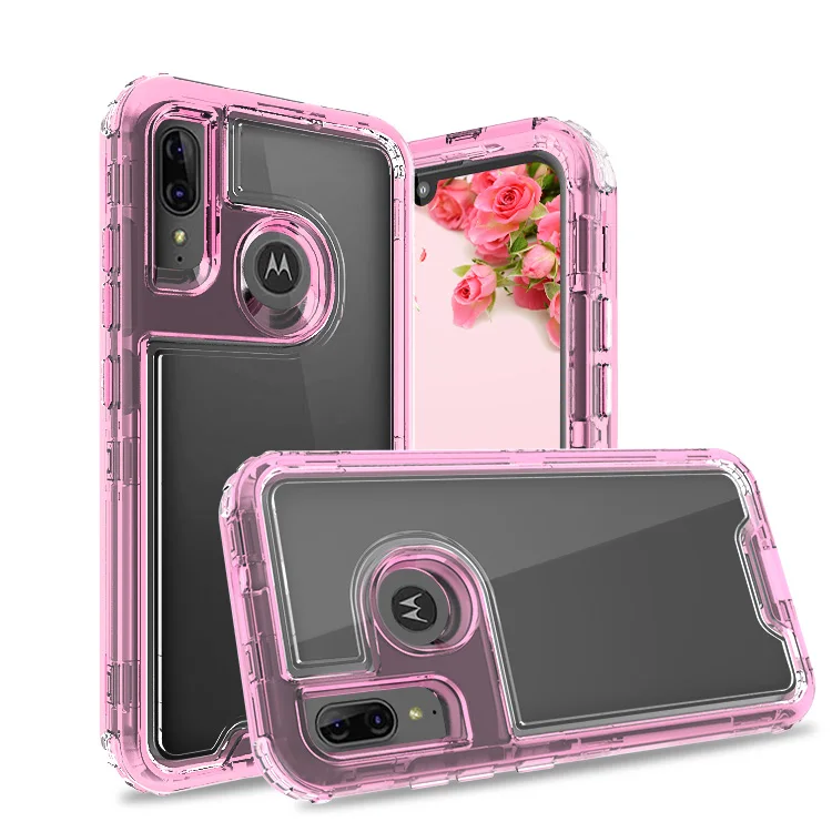 Fashion 3 In 1 Phone Case Clear tpu Luxury Phone Case For Motorola E6 Plus