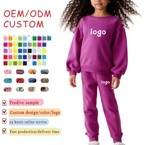 Designer logo Child Sweat Suit Sets 3-14 Years Wholesale Custom 100% Cotton Tracksuit Jogger Set for Kids Clothing Sets