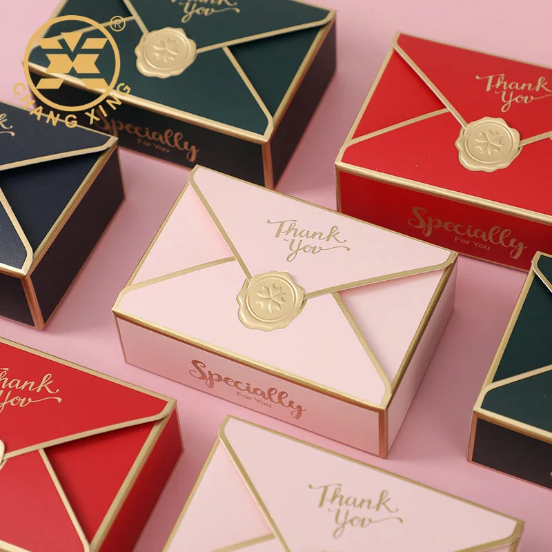 Empty Wedding Sweet Envelope Design Customized 6 Pieces Chocolate Praline Candy Packing Box With Labels