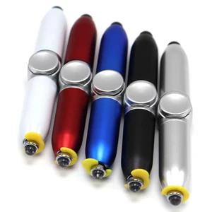 Popular Spinner Pen Light up Pen Multifunctional Mini Plastic Finger Fidget Spinner Stylus Pen With Led Light