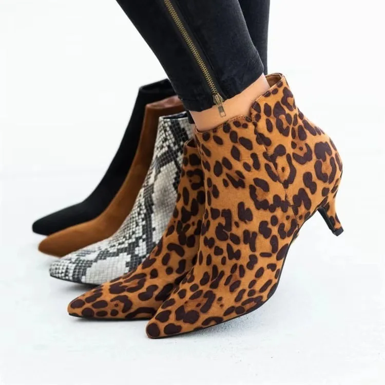 leopard kitten heel booties