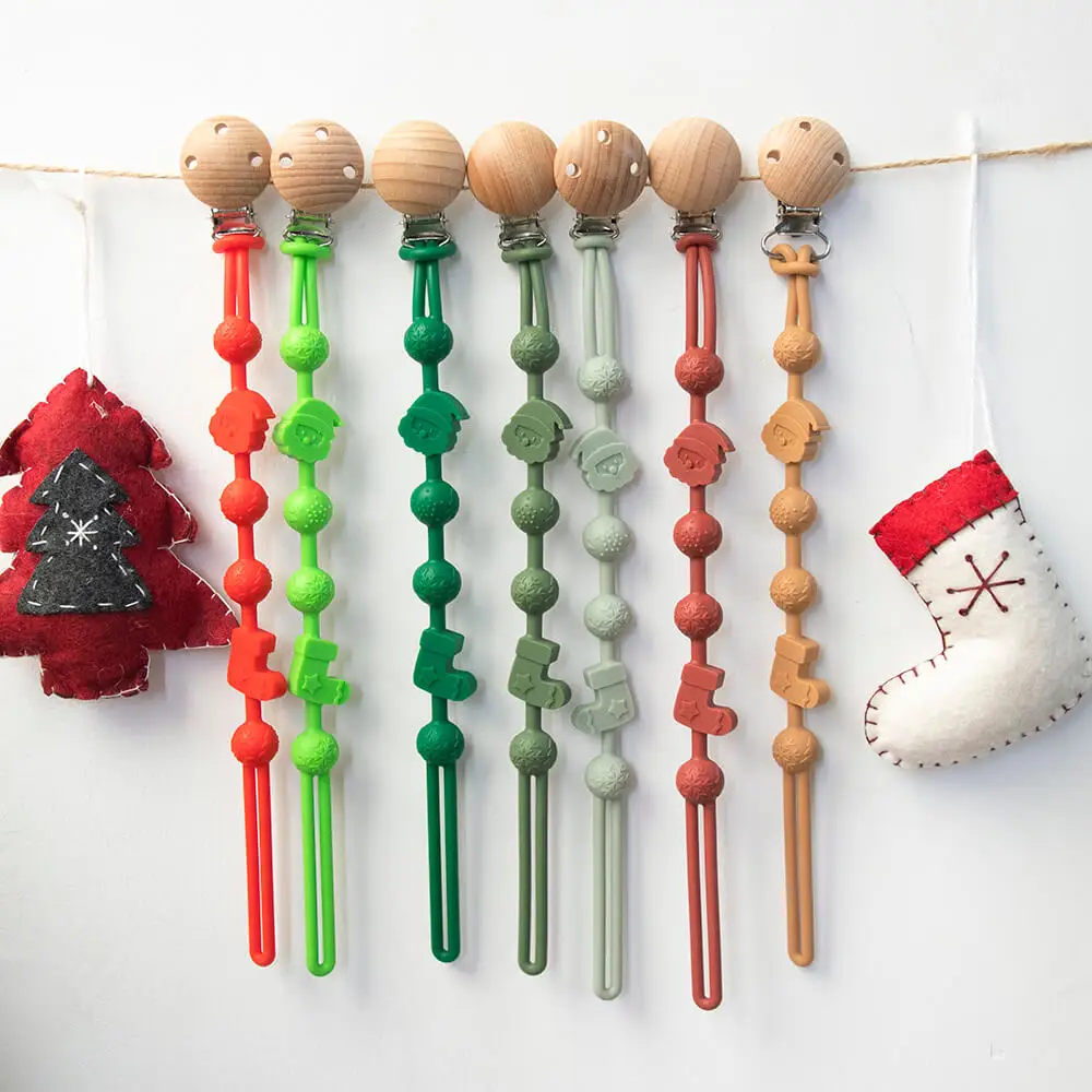 Рождественский подарок Санта-Клауса эластичный силиконовый ремешок зажим для соски цепочка