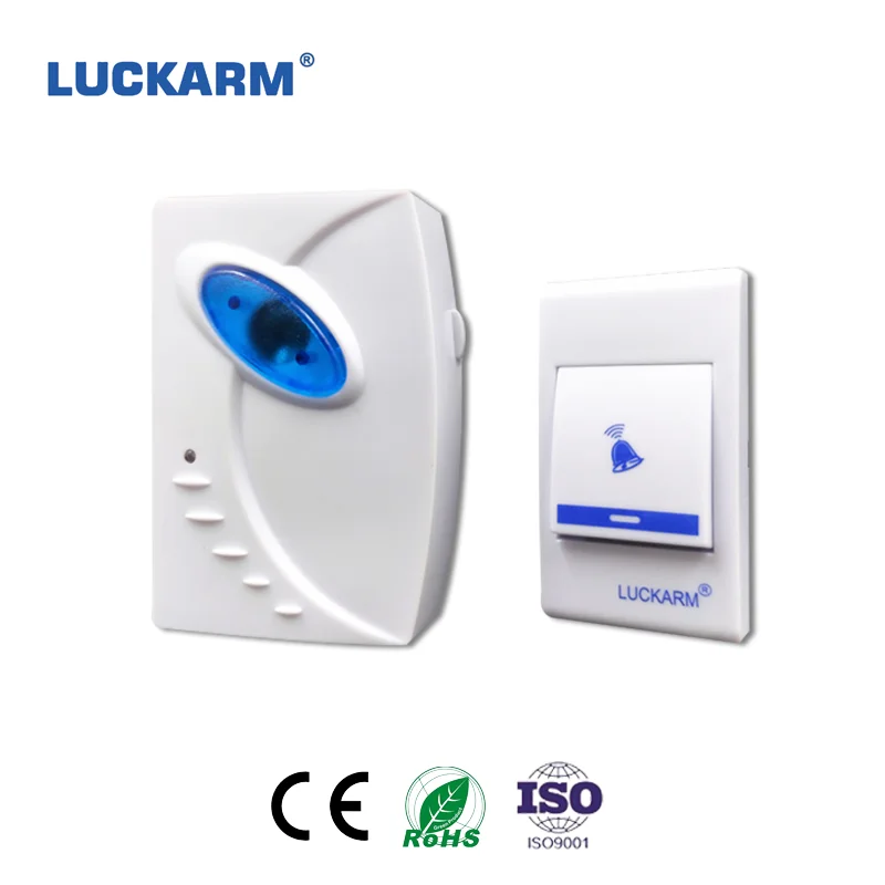 LUCKARM Blue Simple Design Battery Doorbell Wireless Door Bells 32 Melody 100M