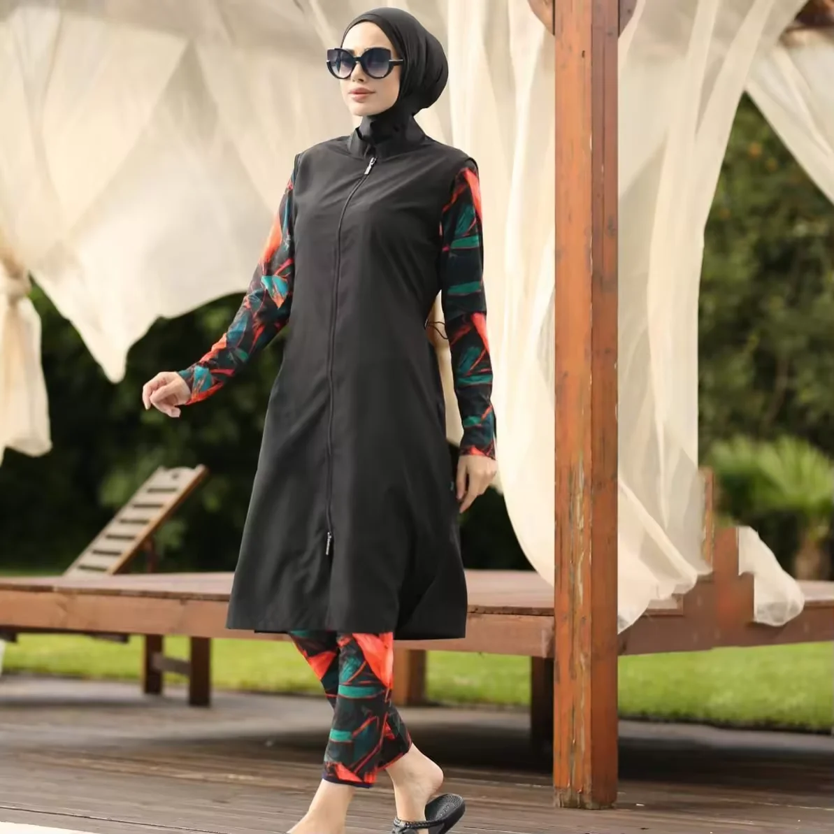 MOTIVE FORCE 2024 Digital Printing Plus Size Muslim Swimwear Islamic Swimsuit Women Burkini