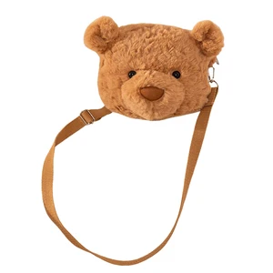 Cute Teddy Bear Plush Shoulder Bag Hot Selling Teddy Bear Head Backpack Crossbody Bag Children's Gift High Beauty Zero Wallet