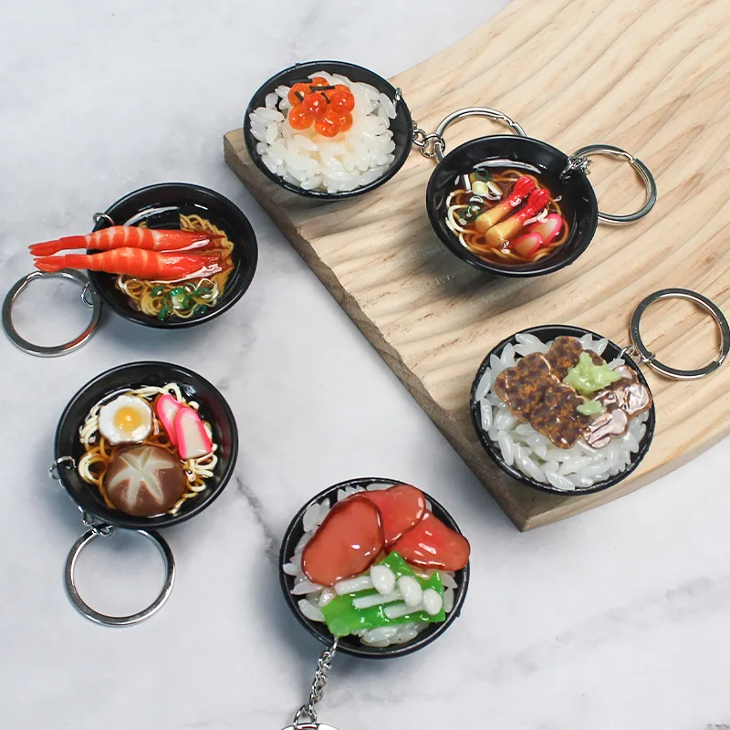 6 Pièces Mini Aliments Jouets - Porte-clés Réalistes Nourriture - Décoration Cuisine - Cadeau Créatif