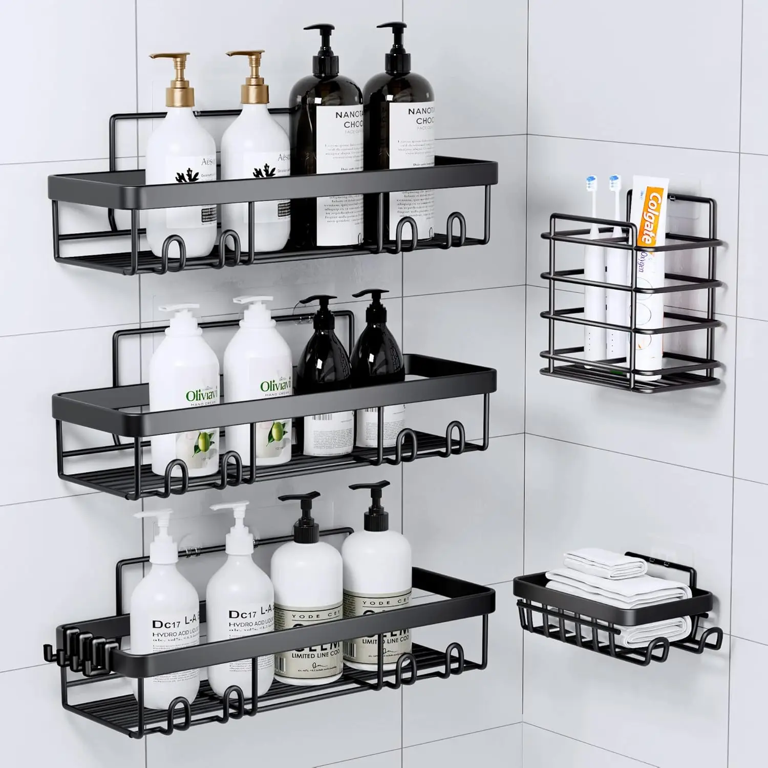 6-Pack Shower Organizer Shelves with Soap Holder