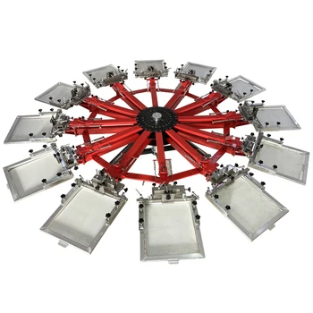 新しいスタイル12色12ステーションシルクスクリーンプリンター高品質