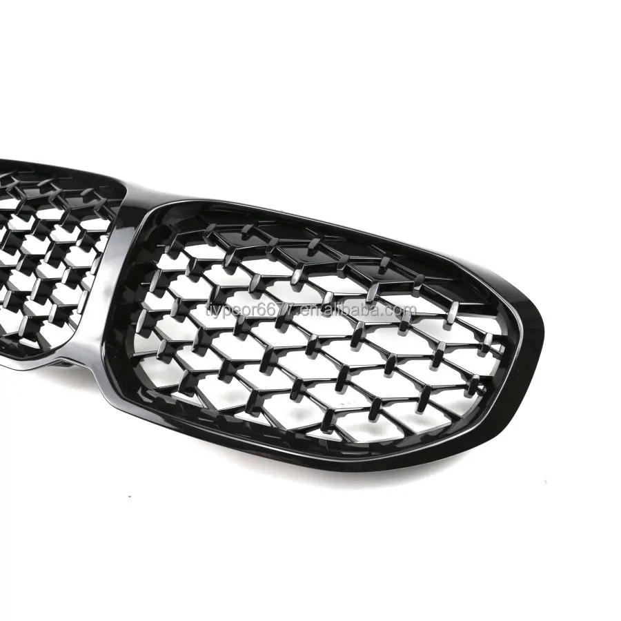 product tiypeor kidney grille for bmw 1 series f40 2019 hatchback m performance sport competition diamond grille full black silver-4