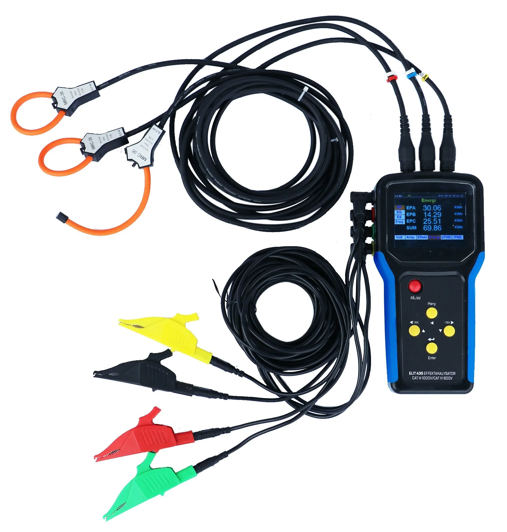 Rogowski Handheld Data Logger MEATROL ME435 Electric Energy Meter Three Phase Watt Meter