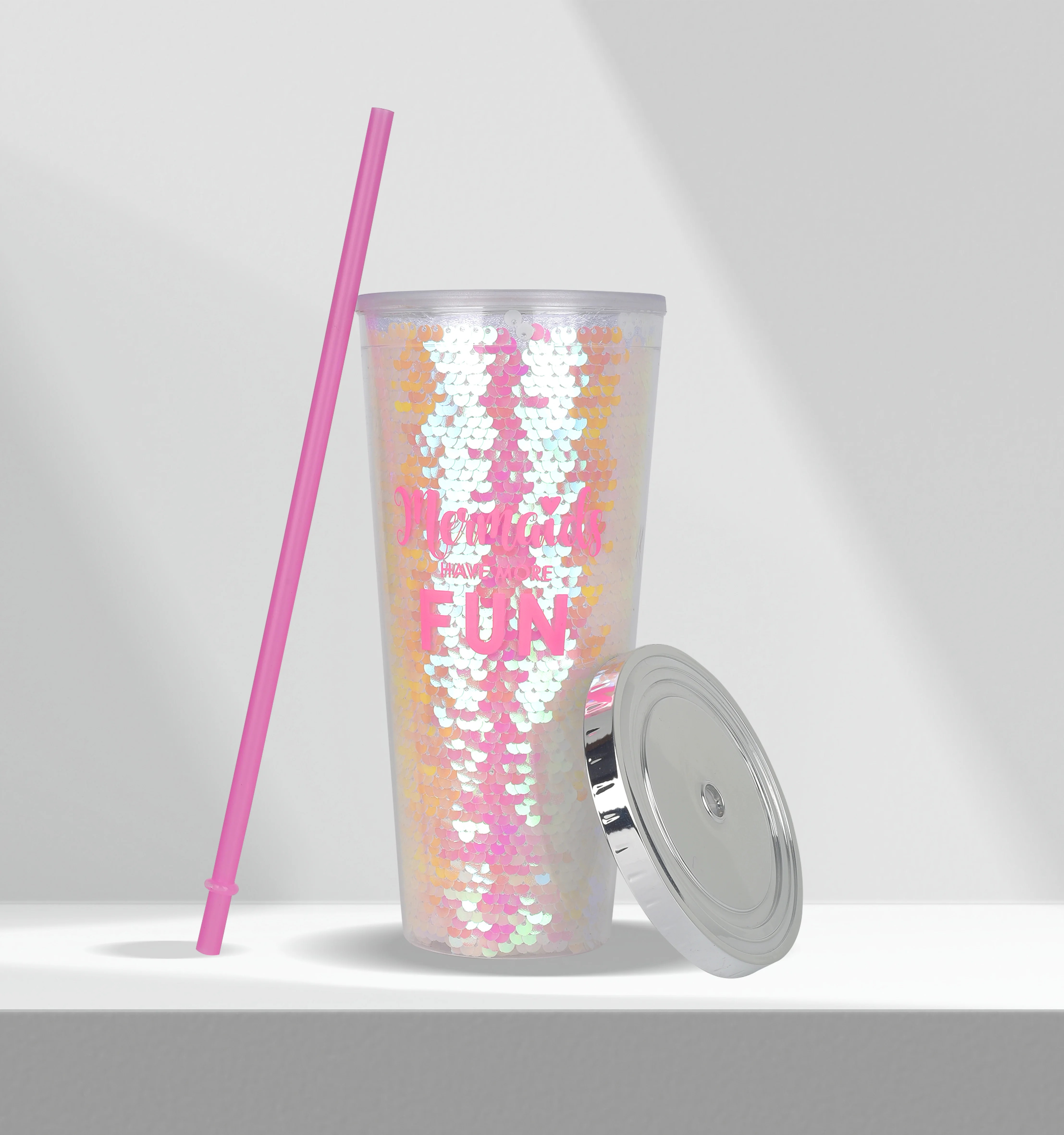 New Design Promotional Bpa Free 23oz Glitter Tumbler With Lid And Straw