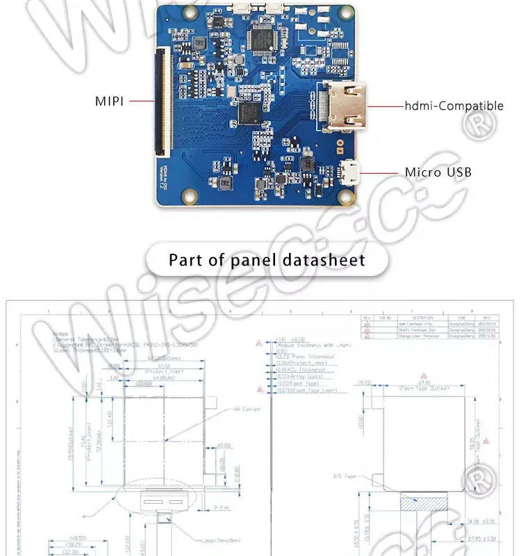 500 Nits Mipi Interface Square Oled Micro Display Driver Board