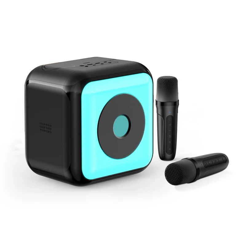 Exclusive New Model RGB Lighting Bluetooth Karaoke Subwoofer Speaker with Built-in Dual Wireless Microphones