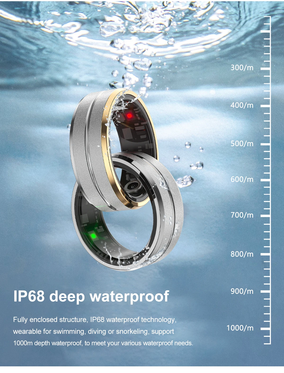 Smart Ring With Notifications & Gesture Control - Fitness & Sleep Tracker, IP68 Waterproof