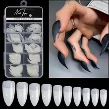 New Style 100pcs Almond Nails Extra Long Flame Glamour Nail Tips Full Cover Press On Nails Artificial Fingernails