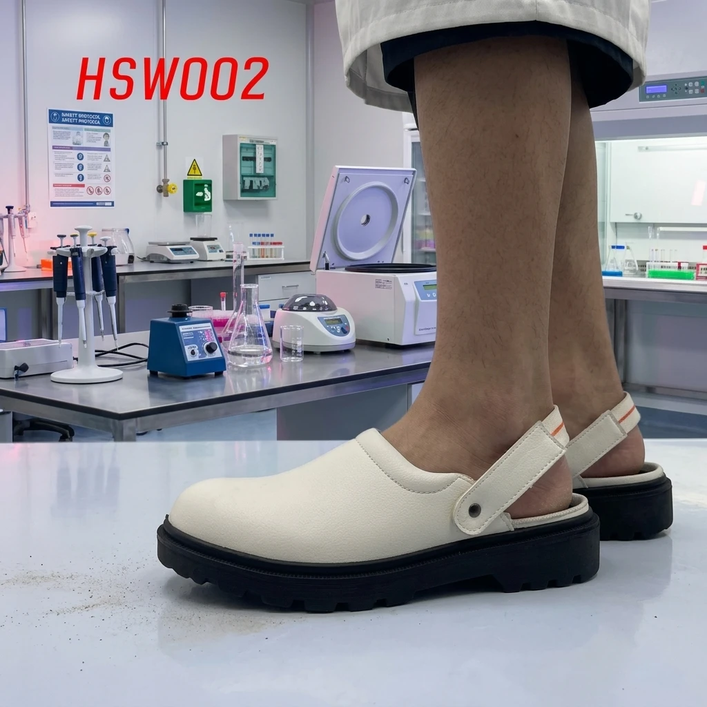 ZYF,Biochemical Zone Comfort for Long Wear ESD White/black Safety Shoes Foot Plant Anti-germ Work Clogs with Steel Toe HSW002
