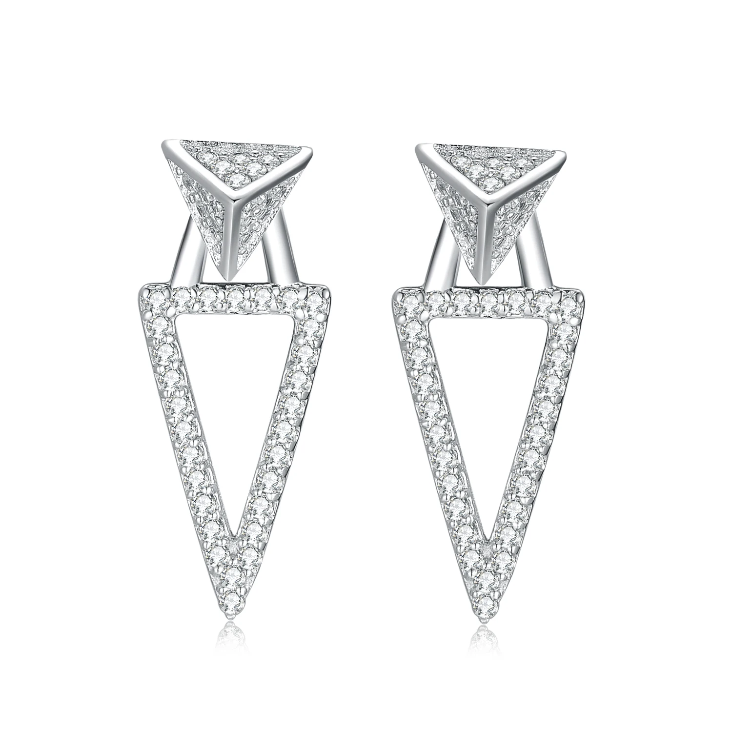 Luxury Jewelry Earring 925 Sterling Silver Women Fashionable CZ Triangle Stud Earring(图4)