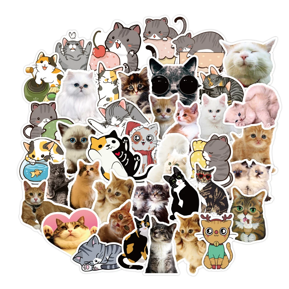 50pcs/bag Cartoon Cute Cats Water Proof Removable Vinyl Stickers For Kids  Skateboard Guitar Decoration - Buy 50pcs/bag Cartoon Cute Cats Water Proof  Removable Vinyl Stickers For Kids Skateboard Guitar Decoration Product on