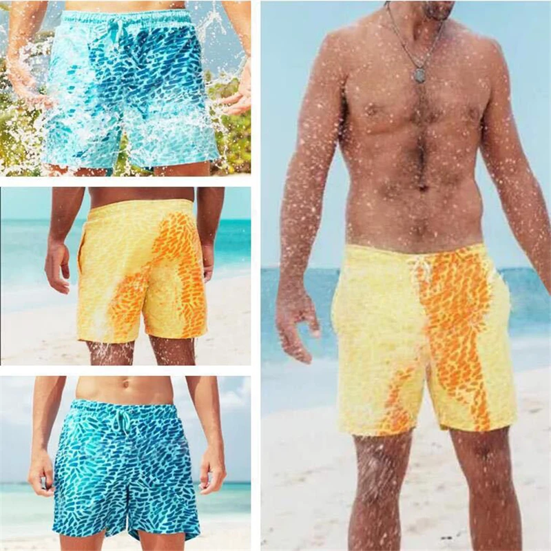 Men's Swim Trunks with Mesh Liner and Pocket Quick Dry Water Color Changing Board Shorts Beach Short Pants swim shorts475_voghion.com