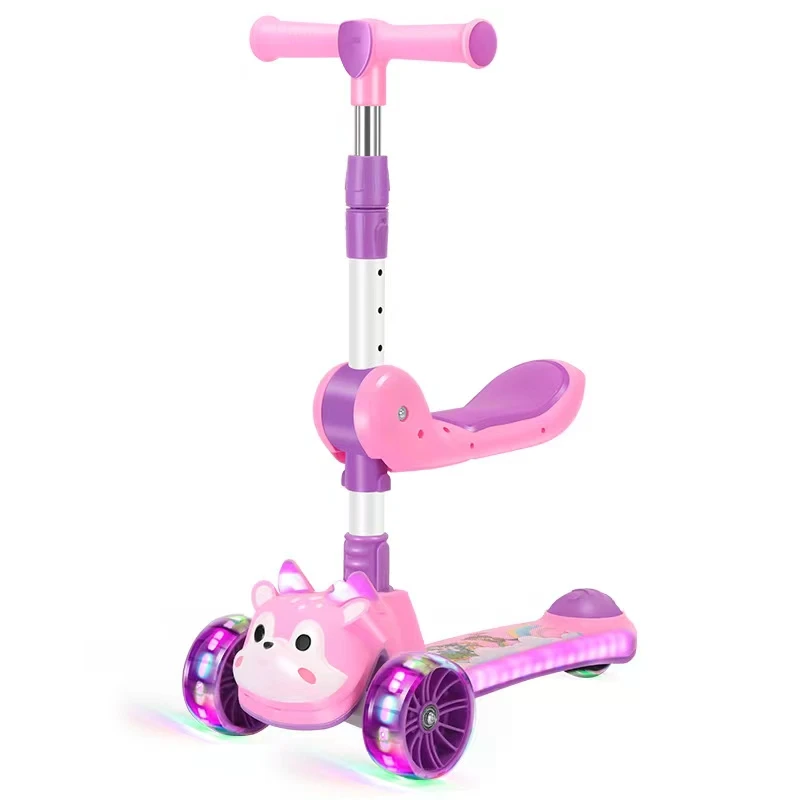 Factory 3-in-1 1-8 Years Old Multi-Functional Baby Scooter Foldable Flash Pedal Scooter with 3 Wheels for Kids and Babies