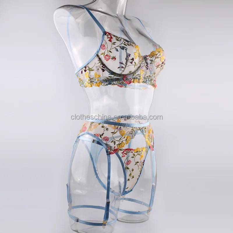 Chuangerm Oem 2024 New Fashion Wholesale Sexy Perspective Floral Bra