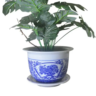 Cheap Price Chinese Home Decor Blue and White Planters Ceramic Flower Pots Chinese Retro Style Tabletop Ceramic Flowerpot
