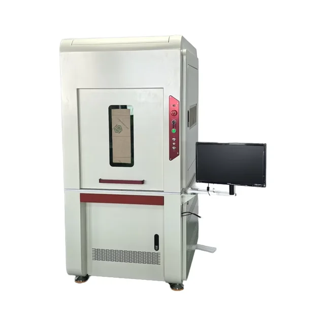 60W Full Enclosed Fiber Laser Engraving Machine for Metal 300x300 XY Working Table Large Size Home Use Galvo Marking Head