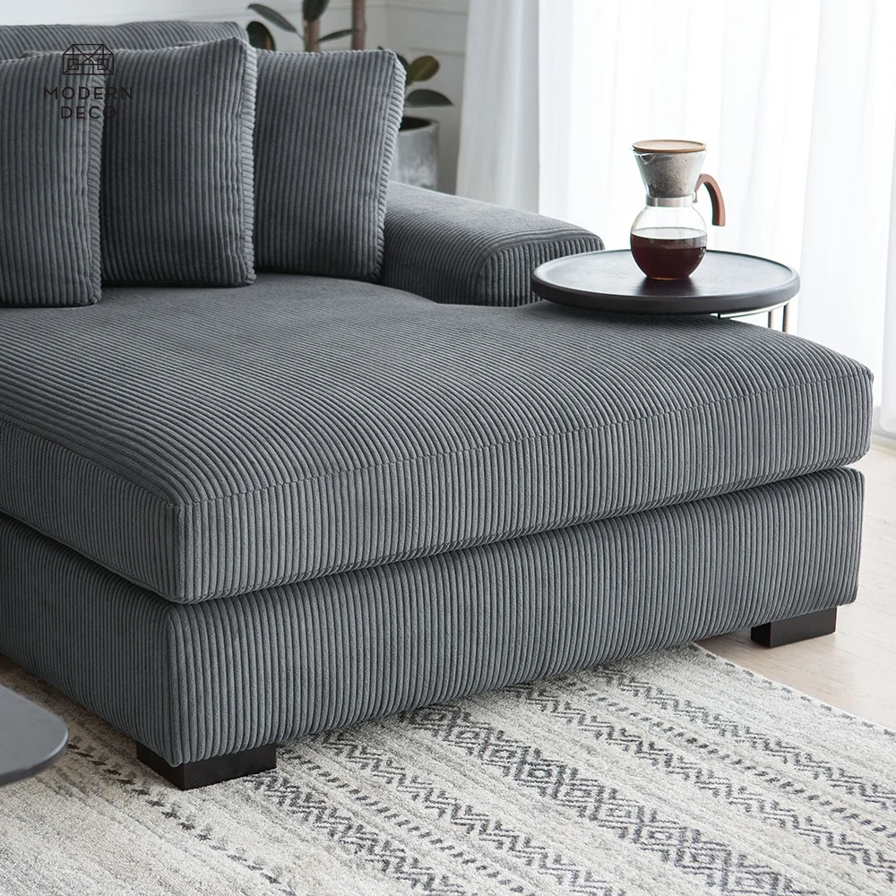 Bagong Luxury Corduroy Couch para sa Living Room Sofa Set Furniture L Shape Sofa Modern Design Durable Fabric Grey Sofa