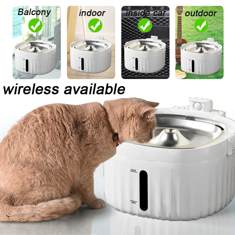 Intelligent Cat Water Fountain 5000mah Battery Stainless Steel