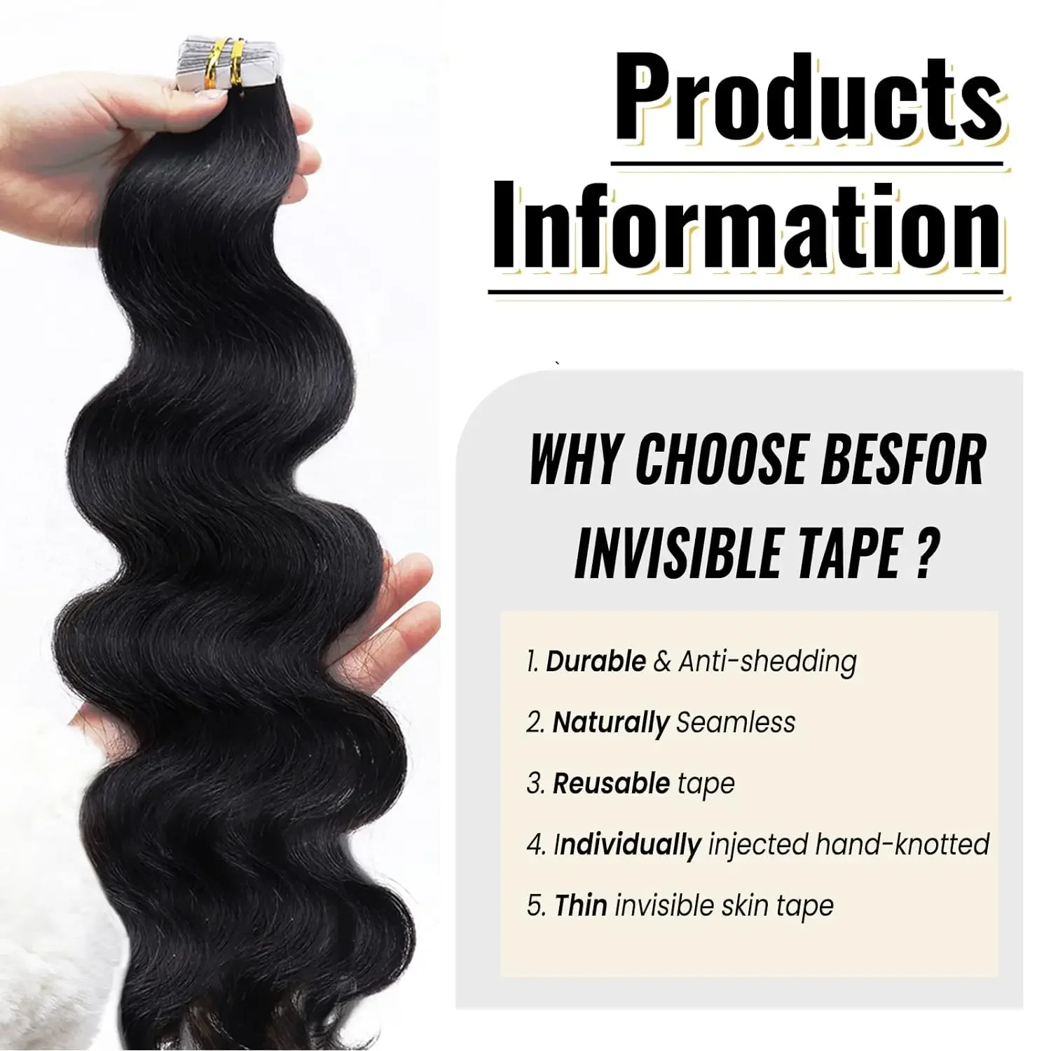 Tape In Echthaar Extensions Body Wave Naturschwarz 50g 20stk_voghion.com
