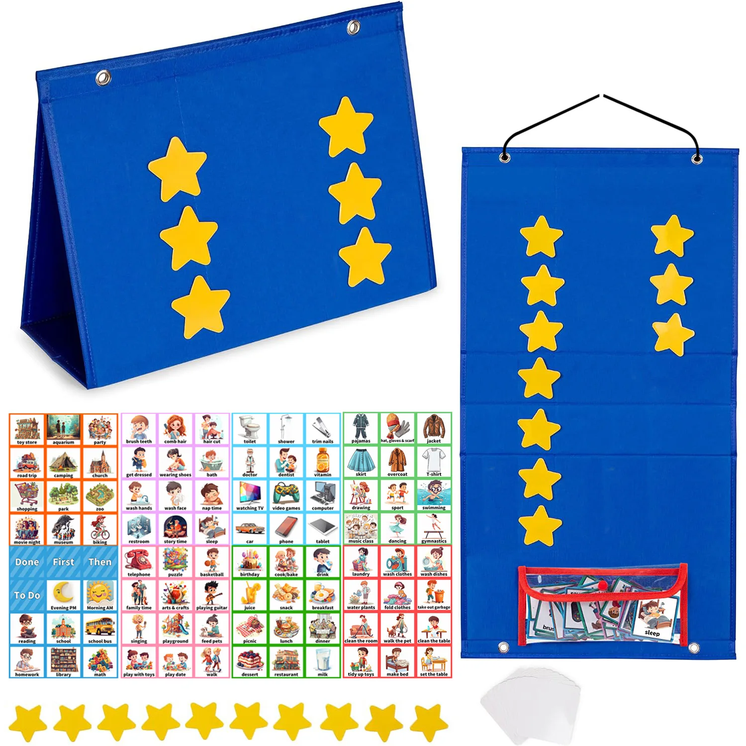 Custom Large Visual Schedule Kids Morning Routine Chart Felt Plastic ...