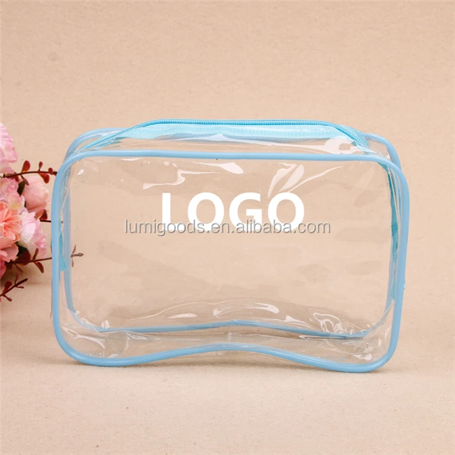 Travel Zipper Bag Waterproof Storage Pouch Logo Style Clear Cosmetic Bag