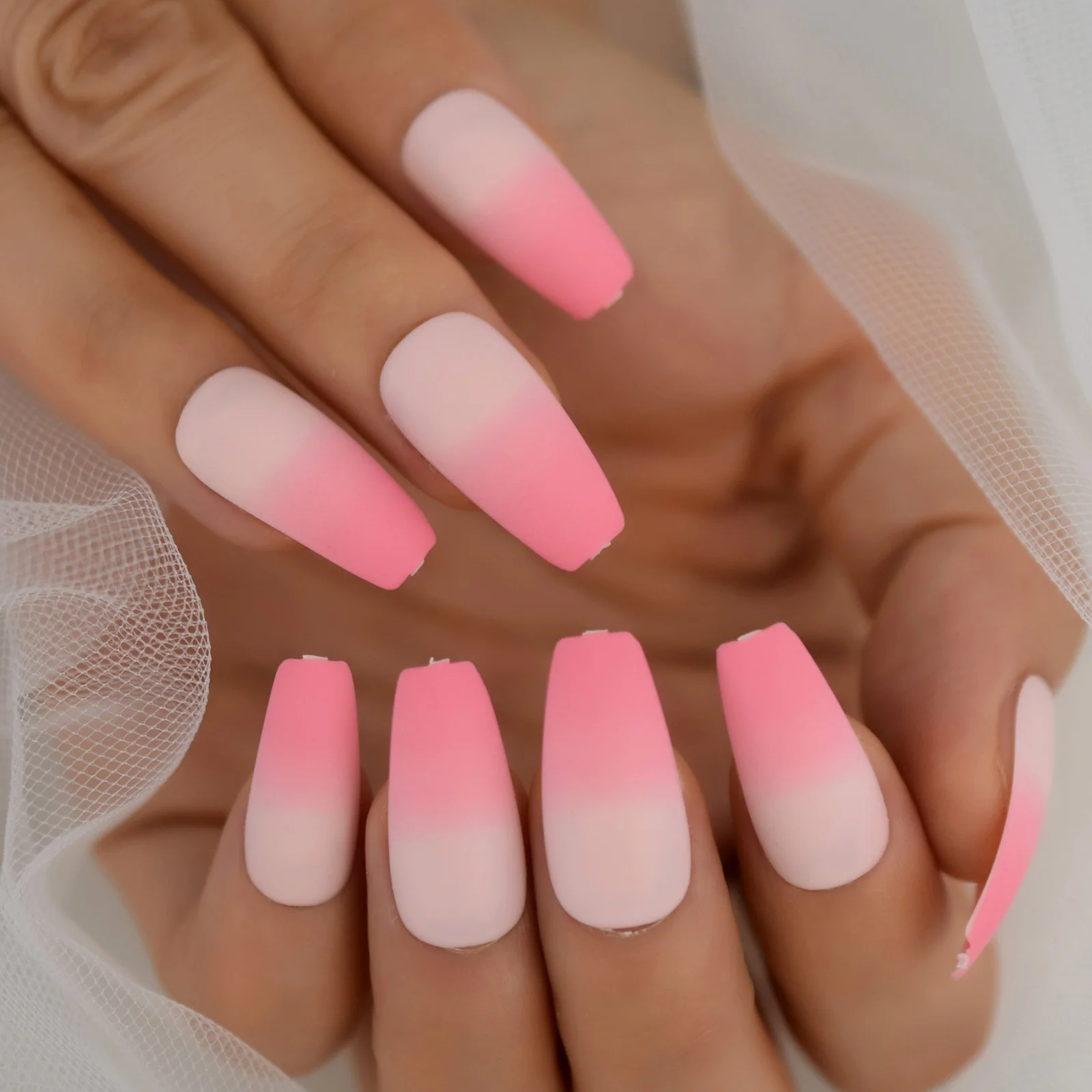High Quality Peach Pink Acrylic False Nail For Girl Beauty Medium Long  Ballerina Ombre French Press On Nail - Buy Press On Nail,French Press On  Nail,Ombre Press On Nail Product on Alibaba.com