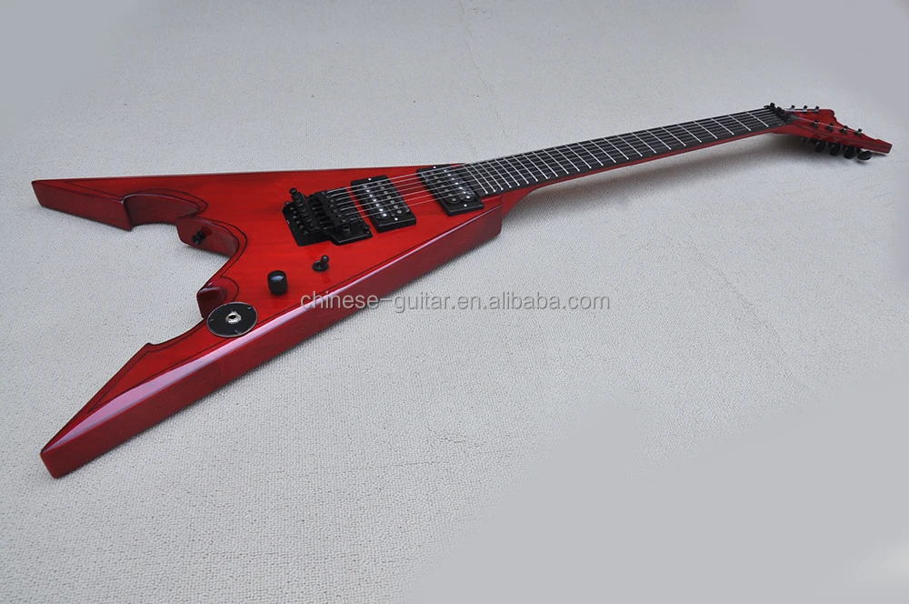 Flyoung Red Flying V Shape Electric Guitar 7 Strings  Electric Guitar OEM Guitars