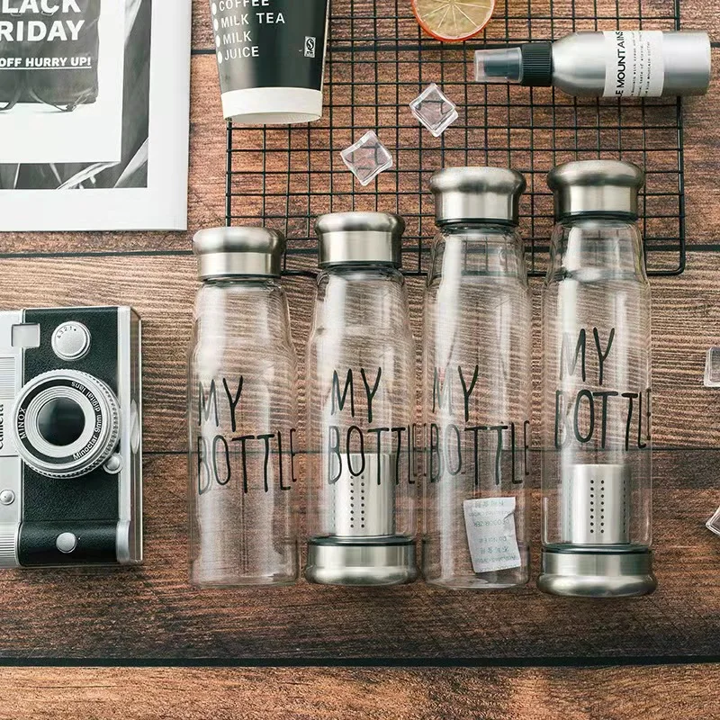 Ready to Ship Transparent Color Reusable Tea Infuser Bottle Bicycle Water Bottles Tea Cup With Strainer 400ml