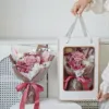 1 card pink rose window gift box