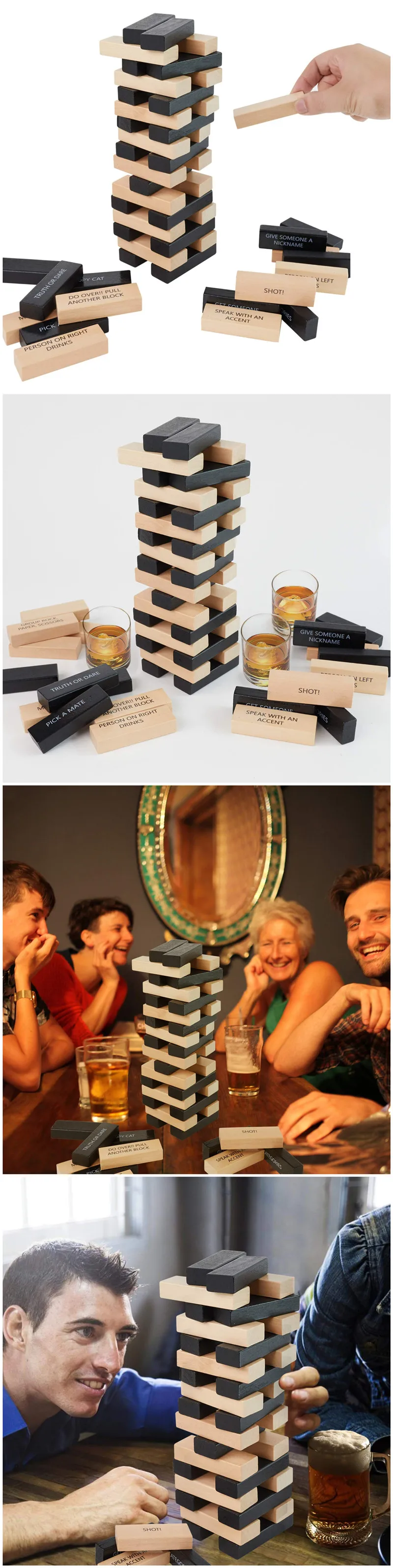 Custom Adult Party Games Drinking Building Block Wooden Toys Drinking