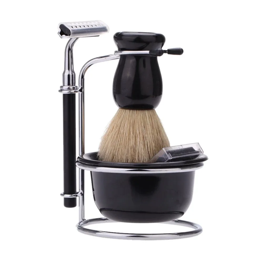 Hot 1Set Shaving Kit Portable Metal Safety Razor Shaving Brush