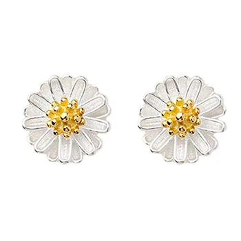 DQ11378E Girl S925 Sterling Silver Cute Daisy Earrings Studs Korean Version Fashion Daisy  Flower Jewellery Stud Earrings