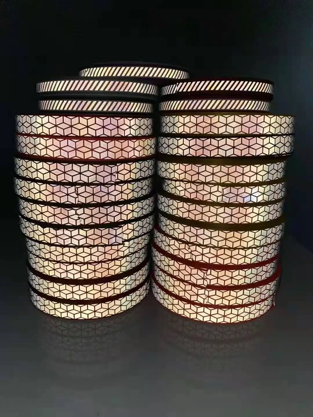 CE EN20471 Reflective Safety Material Ribbons Yellow Silver, Orange Rainbow 100% Polyester to Sew >400 CPL CN;FUJ Sew on WRS