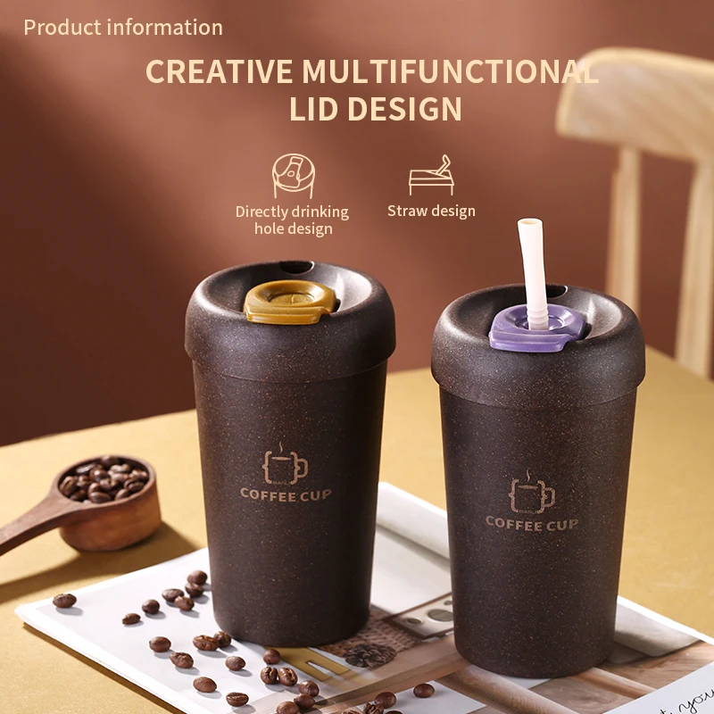 BL202258C-380ml 13 унций с Бесплатная соломенная натуральные Экологичные оптовая продажа по индивидуальному заказу многоразовые рециркулированые биоразлагаемые шелухи кофейная