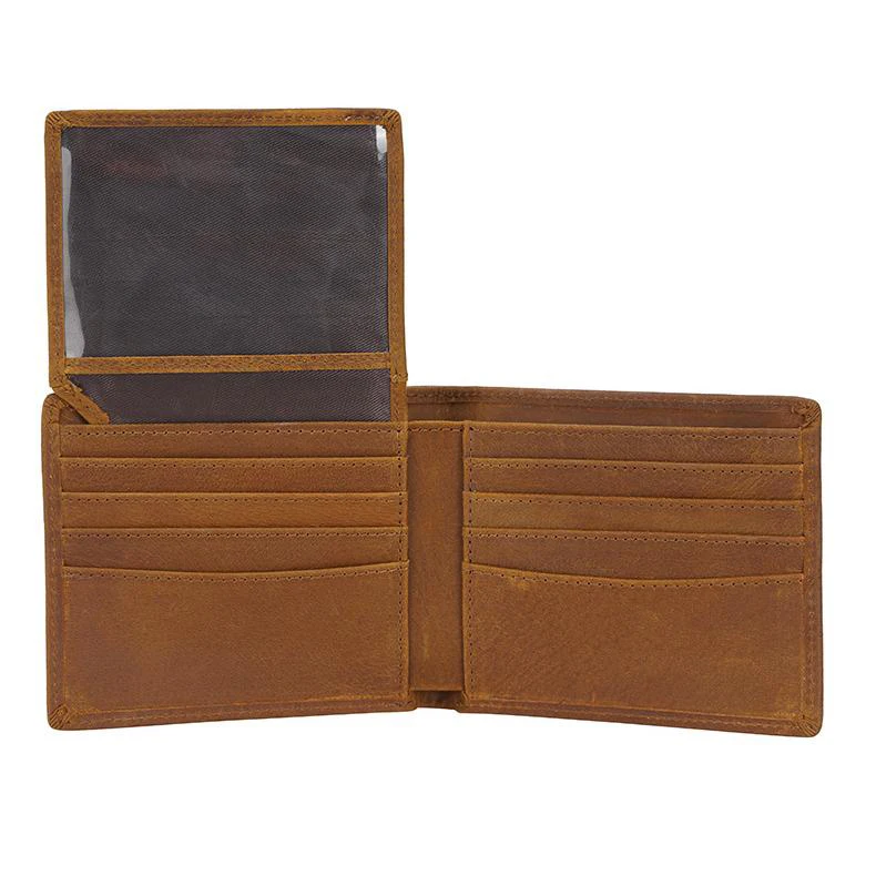 Брендовый индивидуальный кошелек Tiding из натуральной кожи Коричневый мужской в стиле ретро двойного сложения Crazy Horse для мужчин