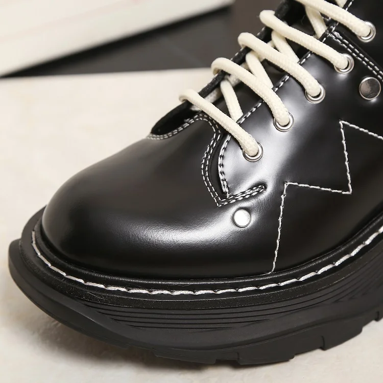 Women Oxford Shoes Black Oxford High Tops Platform Women Casual Shoes Lace Up Fashion Sneakers