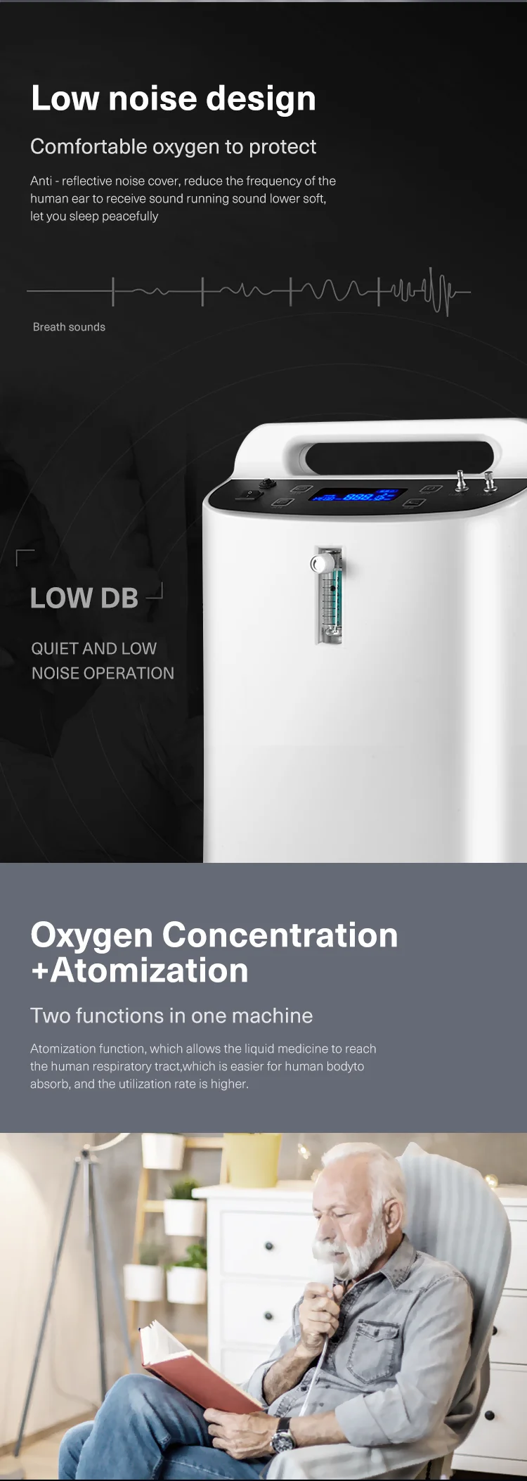 CE High Purity 96% Low Noise 5L Oxygen Concentrator