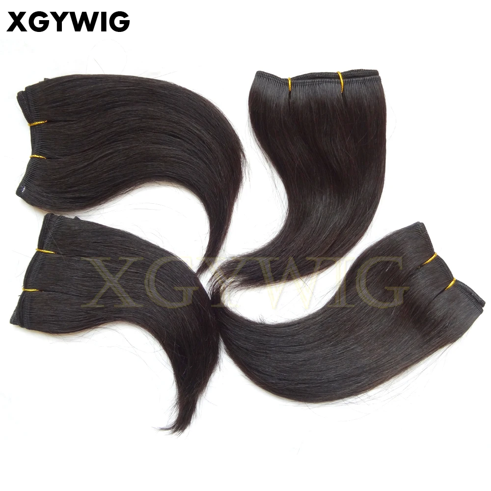 Stock Free Shipping Virgin J Curl  Extension Black Color Single Sewing Weft Bundle 6inch Short Brazilian Hair