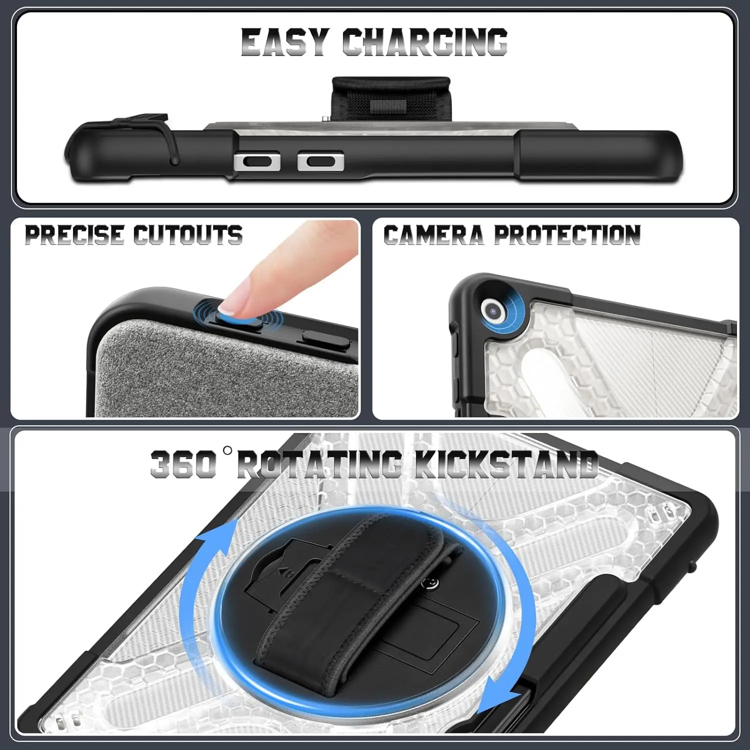 product protective case for microsoft surface pro 12 inch 360 rotating stand shockproof cover with wrist strap and pen holder-5