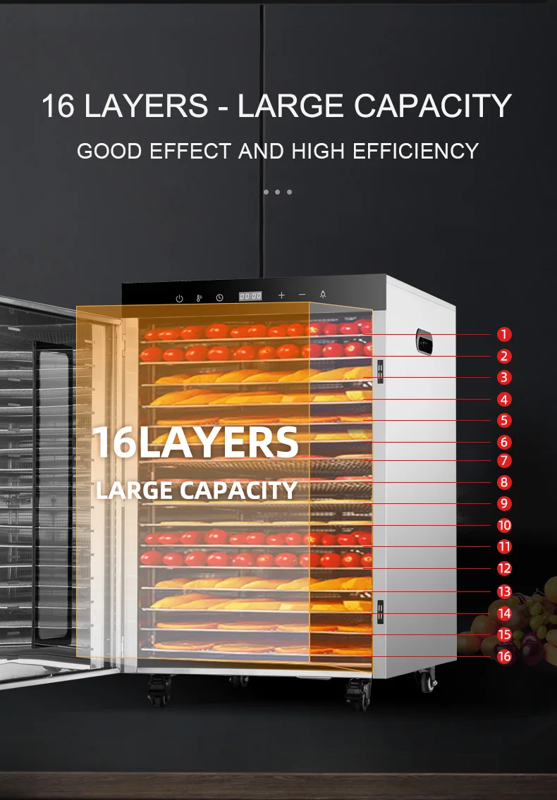 16 Layers Commercial Fruits Vegetables Fruit Dryer Food Drying Machine