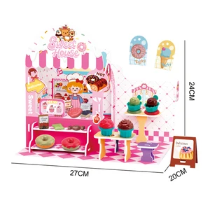 42 PCS DIY Puzzle 3D Jigsaw for Parent Child Interaction Ice Cream Shop Sweet House Toy