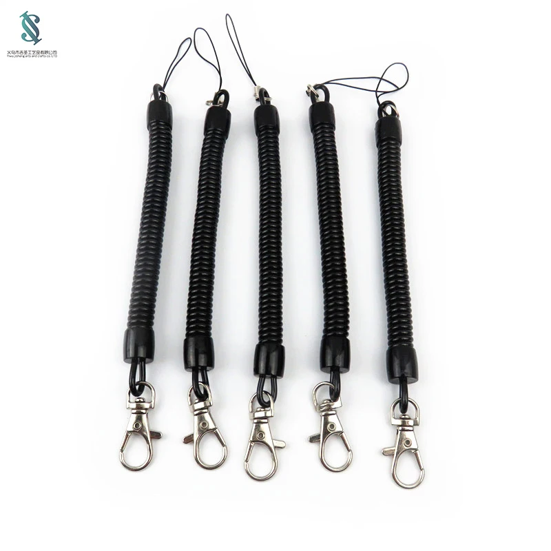 Оптовая продажа с фабрики, изготовленная на заказ Весенняя пластиковая рулонная веревка, ремешок для ключей, Весенняя цепочка для мобильного телефона