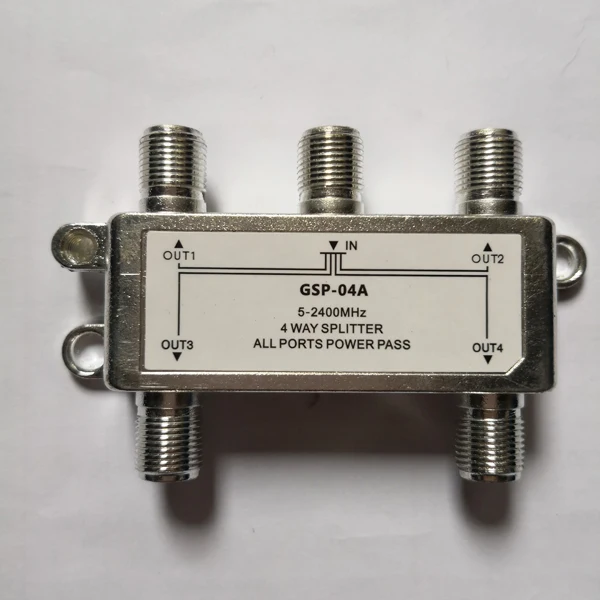 High Speed Internet GE Digital 4-Way Coaxial Cable Splitter 5-2500 MHz RG6 Compatible Works with HD TV Satellite